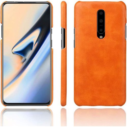 Coque Oneplus 7 Pro, Rugged Armor Anti-Choc, Leather, Résistante, Souple, Fibre De Carbone, Air Cushion Coque Etui Housse Orange