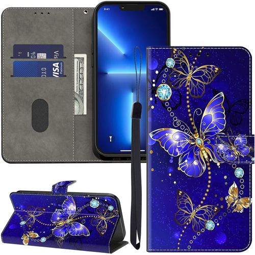 Étui En Cuir Pour Huawei Mate 10 Pro, Fentes Pour Cartes, Motifs À Rabat, Étui De Protection Portefeuille Pour Huawei Mate 10 Pro Case Diamant Papillon