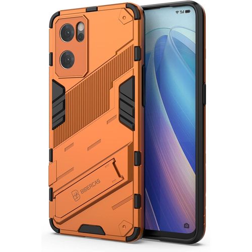 Hybrid Coque Pour Oppo Find X5 Lite Tpu Souple Bumper Étui & Pc Rigide Back Avec Support Antidérapant&choc Caméra Arrière Protecteur Orange