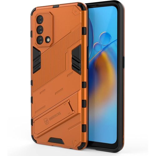 Hybrid Coque Pour Oppo A74 4g/Oppo Reno6 Lite Tpu Souple Bumper Étui & Pc Rigide Back Avec Support Anti Dérapant&choc Caméra Arrière Protecteur Orange