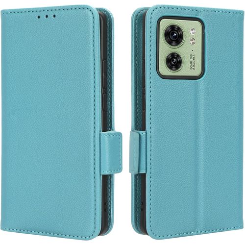 Coque Cuir Étui Pour Motorola Edge 40, Antichoc Portefeuille Housse Avec Fentes Pour Cartes, Tpu Bumper Case Cove -Bleu Clair