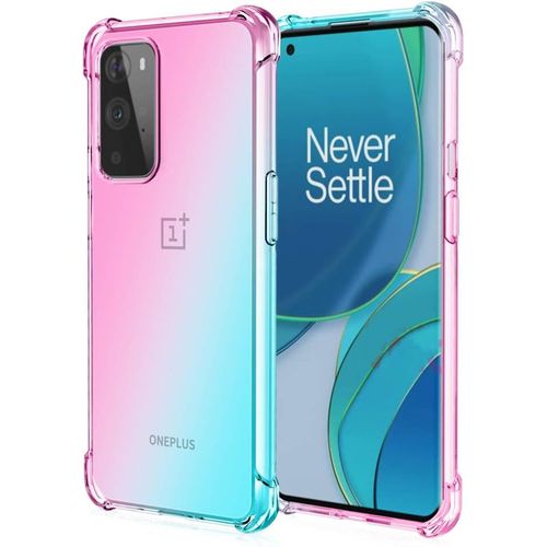Coque Pour Oneplus 9 5g Coque, Étui En Gradient Color Tpu Case Cover, Coins Renforcés Housse De Protecteur Transparente Antichoc Souple Tpu Silicone Bumper Rose/Vert
