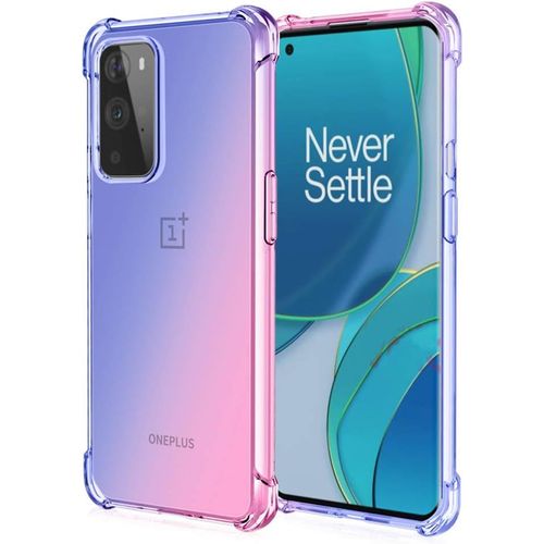 Coque Pour Oneplus 9 5g Coque, Étui En Gradient Color Tpu Case Cover, Coins Renforcés Housse De Protecteur Transparente Antichoc Souple Tpu Silicone Bumper Bleu/Rose
