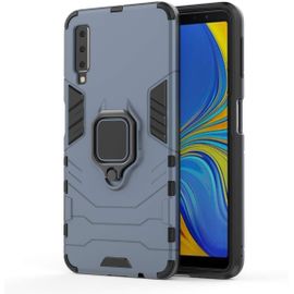Coque Samsung Galaxy A7 2018 Avec Anneau Kickstand, Rotation Bague Pour Support Magnétique De Voiture Doux Souple Silicone Gel Tpu Antichoc Etui Housse Bleu