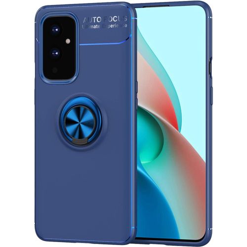 Coque Pour Oneplus 9 Tpu Silicone En Gel Antichoc Housse Protection Étui Bumper Protection Case Cover Avec Anti Scratch Anneau Rotation De 360 ° Degres Bleu+Bleu
