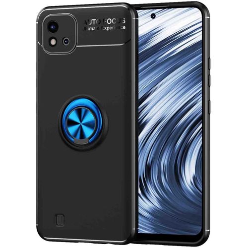 Coque Pour Realme C11 2021/Realme C20a/Realme C20 Tpu Silicone En Gel Antichoc Housse Étui Bumper Protection Case Cover Avec Anti Scratch Anneau Rotation De 360 ° Degres Bleu+Noir