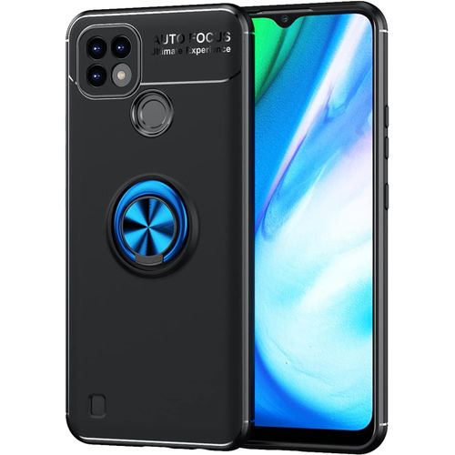 Coque Pour Realme C21, Tpu Silicone En Gel Antichoc Housse Protection Étui, Bumper Protection Case Cover Avec Anti-Scratch, Anneau Rotation De 360 ° Degres, Bleu+Noir