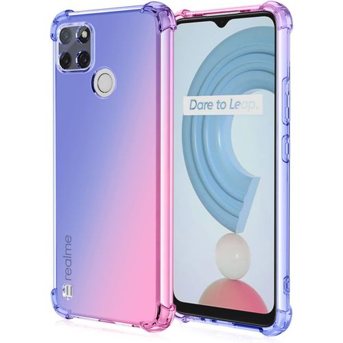 Coque Pour Realme C21y Realme C21 Y/Realme C25y Gradient Color Silicone En Gel Antichoc Housse Protection Étui Tpu Bumper Protection Case Cover Avec Anti Scratch Bleu/Rose