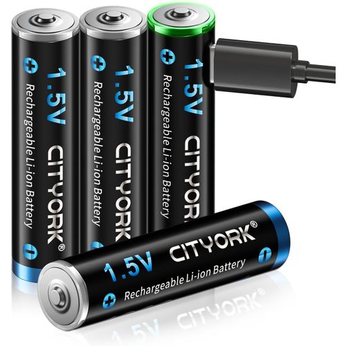 MONDODIGITALE-Lot De 4 Piles Rechargeables Lithium-Ion Aaa 1,5 V 1200 Mwh Avec Charge Usb