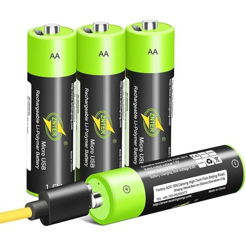 MONDODIGITALE-Piles Aa, Piles Au Lithium Rechargeables Usb Double A-Cellule De Batterie Li-Ion-1,5V/1200 Mah (4 Paquet)-Pas De Piles Ni-Mh/Ni-Cd/Alcalines, Écologiques Et Recyclables, Sans Effet De M
