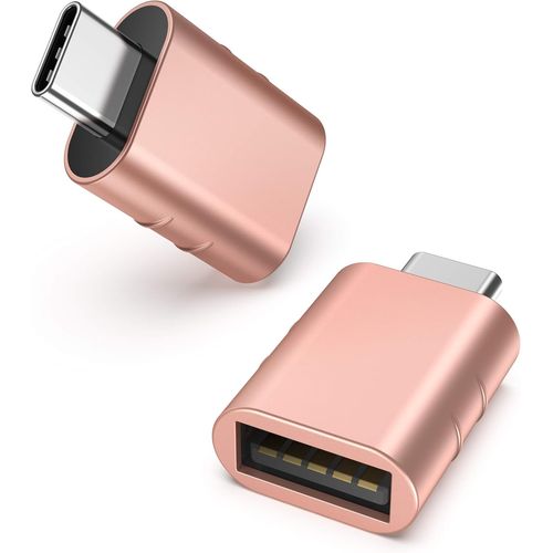 MONDODIGITALE-Adaptateur Usb C Mâle Vers Usb Femelle Pack De 2 Compatible Avec Macbook Pro/Air 2021 Imac Ipad Mini 6/Pro, Adaptateur Thunderbolt 3/4, Or Rose