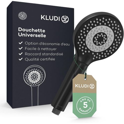 MONDODIGITALE-X3 Douchette Anti Calcaire Avec 3 Types De Jets, Douchette Économisant L'Eau En Option (Standard 15L/Min, Option 9 L/Min), Douchette À Main (Ø11,7 Cm), Noir Mat