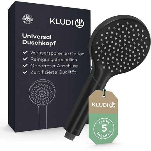 MONDODIGITALE-X3 Douchette Universale 1 Jet, Anti Calcaire Facile À Nettoyer, Douchette Économisant L'Eau En Option(Standard 15L/Min, Option 9 L/Min), Douchette À Main (Ø11,7 Cm), Noir Mat