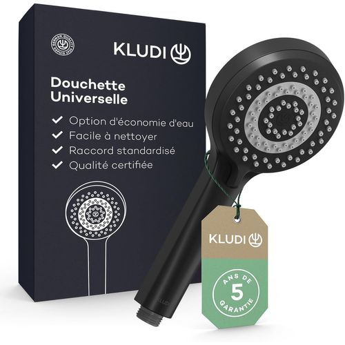 MONDODIGITALE-X1 Douchette Anti Calcaire Avec 3 Types De Jets, Douchette Économisant L'Eau En Option (Standard 15L/Min, Option 9 L/Min, Douchette À Main (Ø10,7 Cm), Noir Mat