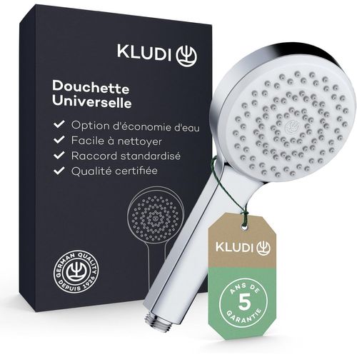 MONDODIGITALE-X1 Douchette Universale 1 Jet, Anti Calcaire Facile À Nettoyer, Douchette Économisant L'Eau En Option (Standard 15 L/M, Option 9 L/Min), Douchette À Main (Ø10,7 Cm), Chromé