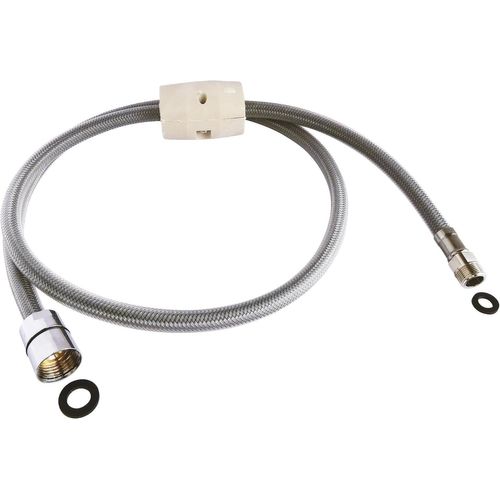 MONDODIGITALE-Flexible Pour Douchette Évier 15/21-Longueur 1,2 M Avec Contrepoids-Compatible Mitigeur Évier-Idéal Pour Eau Chaude Et Froide-Couleur Gris/Argent