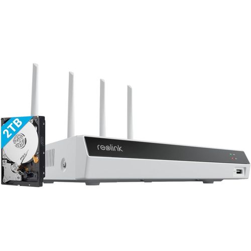 MONDODIGITALE-4K 12Ch Nvr Avec Wi-Fi 6,Hdd 2To Intégré,Wifi 2,4/5Ghz,Pour Caméras Wifi & Batterie (Sauf Caméras 4G),Pas De Ports Poe,Enregistrement 24/7 Kit Caméra De Surveillance,Rln12W Blanc