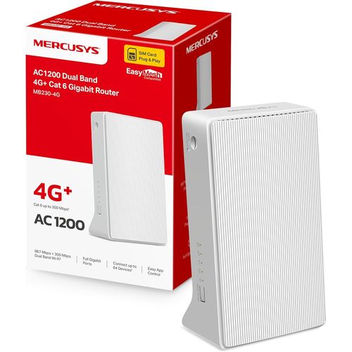 MONDODIGITALE-Mb230-4G Tp-Link Routeur 4G+ Wifi Ac1200Mbps, Box 4G Sim, 4G Cat6 Vitesse Jusqu'À 300Mbps, 2 Ports Gigabit, Ports D'Antenne Externe 4G, Modem 4G, Déverrouillé Compatible Toute Sim