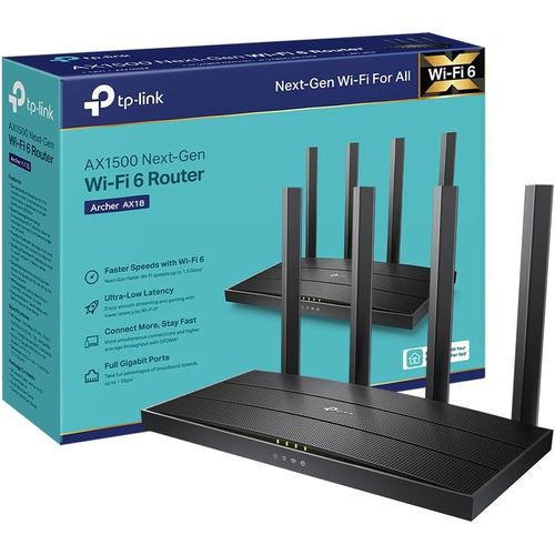 MONDODIGITALE-Archer Ax18 Routeur Wifi 6 , Routeur Wifi Ax 1500 Mbps Bi-Bande, 4 Ports Gigabit, 4 Antennes À Haute Performance, Wpa3, Contrôle Parental, Easymesh, Antivirus Intégré