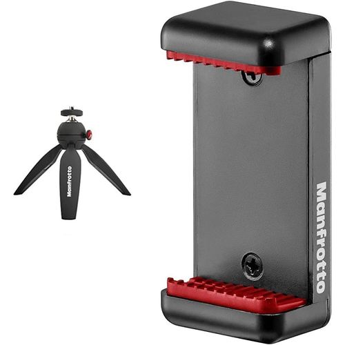 MONDODIGITALE-Pixi Trépied De Table Pour Appareil Photo Numérique, Fabriqué En Italie, Noir, Mtpiximii-B & Mclamp Pince Universelle Pour Smartphone Avec Pas De Vis 1/4 Noir