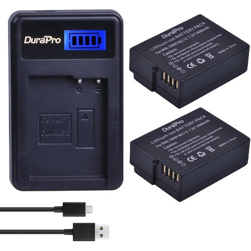 MONDODIGITALE-Dmw-Blc12 Dmw-Blc12E Lot De 2 Batteries + Chargeur Usb Avec Lcd Pour Appareils Photo Pana Lumix Dmc-Fz200, Dmc-Fz1000, Dmc-G5, Dmc-G6, Dmc-G7, Dmc-Gx8, Dmc-G85, Dmc-Gh2