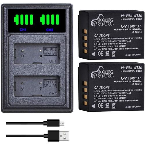 MONDODIGITALE-Np-W126 Np-W126S Batterie Et Chargeur Pour Fujifilm X-T1, X-T2, X-T3, X-T10, X-T20, X-T30, X-Pro2, X-Pro3, X-A1, X-E1, X-E2, X-E2S, X-E3, X-E4, Hs30Exr, Hs33Exr, Hs50Exr