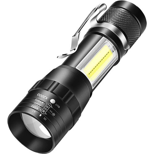 MONDODIGITALE-Lampe De Poche Led Rétractable Avec Zoom, Super Lumineuse Cob (Avec Câble Usb), Mini Lampe De Poche Extérieure, Avec Pince À Stylo (1)