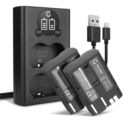 MONDODIGITALE-Set De 2 Batteries 1600Mah Et Double Chargeur Compatible Avec Canon Eos 5D 50D 40D 30D 300D 300V 20D 10D Powershot G5 G3 G2 G1 Pro1 Mv600 Accu De Remplacement Appareil Photo Avec