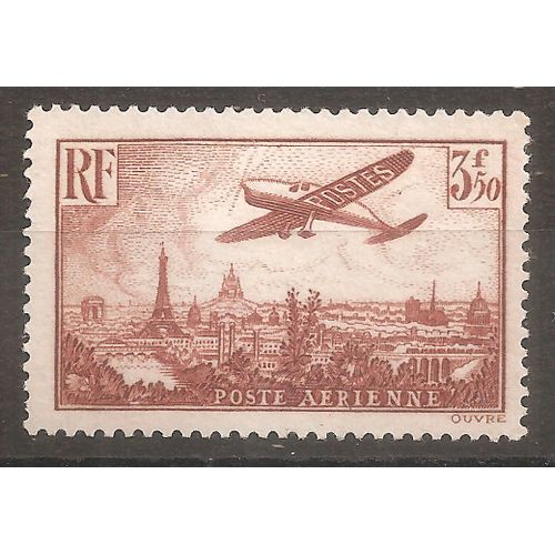 Pa 13 (1936) Poste Aérienne Paris 3f50 Brun-Jaune Neuf Sans Gomme Nsg (Cote 75e) (9870)