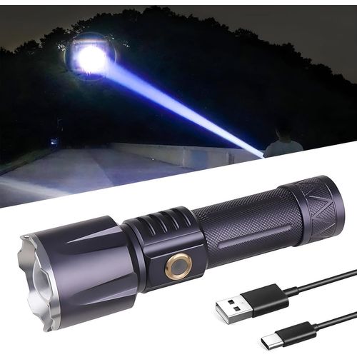 Mondodigitale-Lampe Torche Led Ultra Puissante 600000 Lumens Lampe De Poche Rechargeable 1500 Mètres Flashlight À Longue Portée Lampe Tactique 5 Modes Pour Camping, Chasse, D'urgence