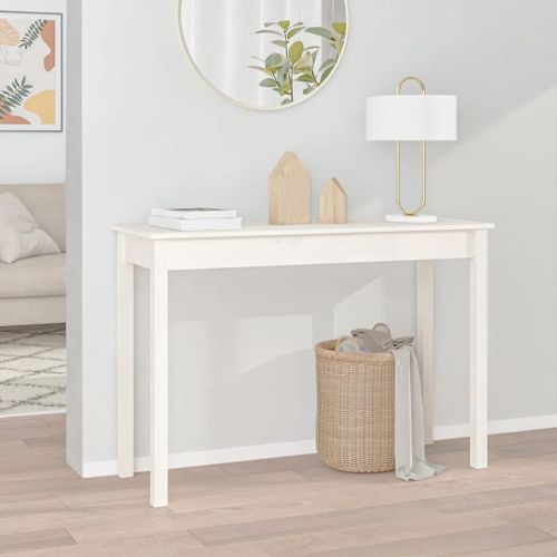 Table Console Blanc 110x40x75 Cm Bois Massif De Pin