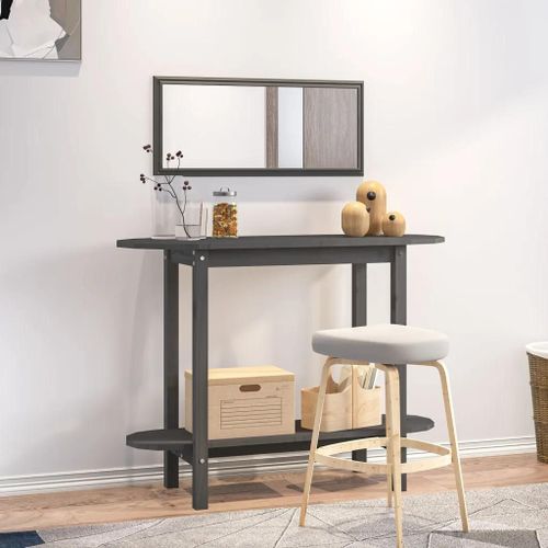 Table Console Gris 110x40x80 Cm Bois Massif De Pin