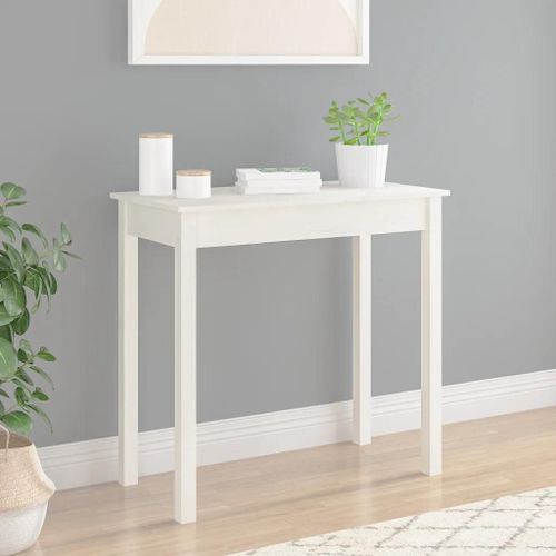 Table Console Blanc 80x40x75 Cm Bois Massif De Pin