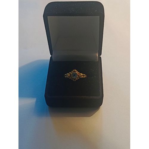Bague D'Époque Art Nouveau Or Jaune Et Vert 18k