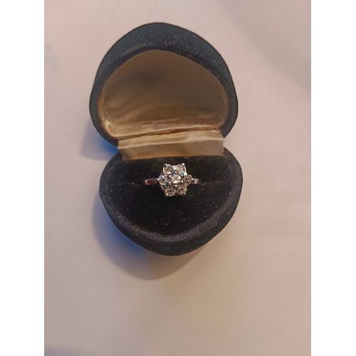 Bague De Fiançailles Or Gris 18k, Forme Fleur, Diamants 1,80 Carats