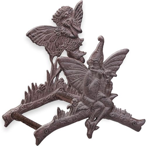 SHILIU-Porte Tuyau d¿arrosage, décoration Jardin, en Fer forgé, Motif Elfes, féerique, Fixation Murale, Marron foncé[283]