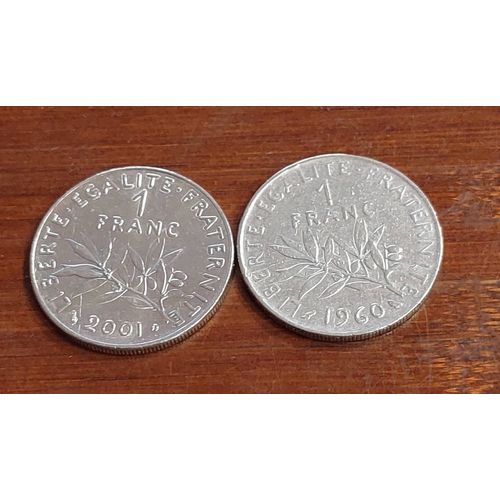 2 Pieces De 1 Franc 1 De 1960 (1ere Emission) Et 1 De 2001 (Dernière Emission)