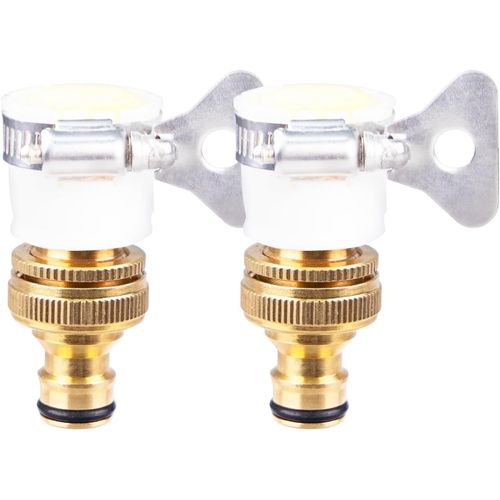 SHILIU-2pcs Raccord Tuyau d'arrosage Laiton,Connecteur de Robinet Rond,Adaptateur Robinet Tuyau Arrosage Universel,1/2''& 3/4 ''Con[