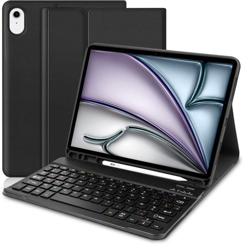 Shiliu-Étui Clavier Compatible Avec Ipad Air 11 Pouces M3 (2025)/ (M2) 2024, Magnétique Azerty Français Clavier Coque Pour Ipad Air[