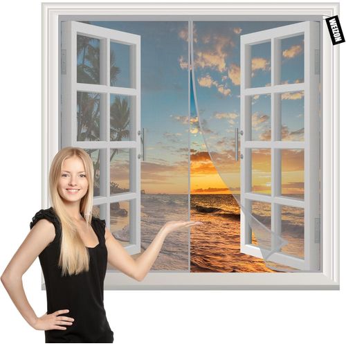 SHILIU-Moustiquaire De FenêTre Avec Fixation MagnéTique 70x85cm Moustiquaire en maille pour insectes avec Aimants et Bande Adhesive[