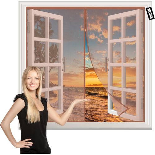 SHILIU-Moustiquaire FenêTre Coulissante 70x130cm avec Aimants et Bande Adhesive Magnétique Fermeture Automatique Rideau Porte Anti [