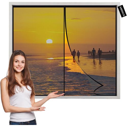 SHILIU-Moustiquaire Porte Fenetre Magnetique 55x135cm Auto-AdhéSif Rideau de Moustiquaire Aimant avec Bande Collante et Punaise, sa[