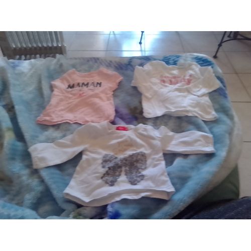 Lot Tshirts Fille Taille 3-6 Mois ..