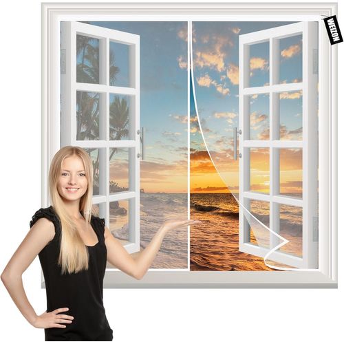 SHILIU-Moustiquaire Porte Fenetre Magnetique 60x70cm Moustiquaire en maille pour insectes avec Aimants et Bande Adhesive-sans Perce[