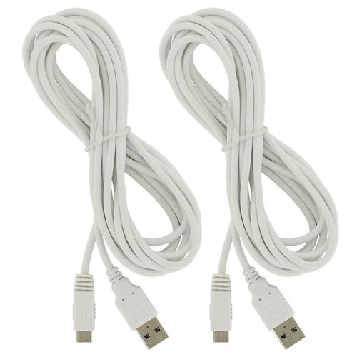 Shiliu-Lot De 2 Câbles D'alimentation Usb Extra Longs Pour Wii U Gamepad Blanc 3 M[233]