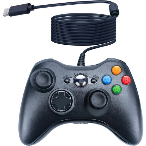 Shiliu-Manette De Jeu Usb Filaire Pour Console Microsoft Xbox 360 Windows Pc Ordinateur Portable Jeu Vidéo Couleur Noir[333]