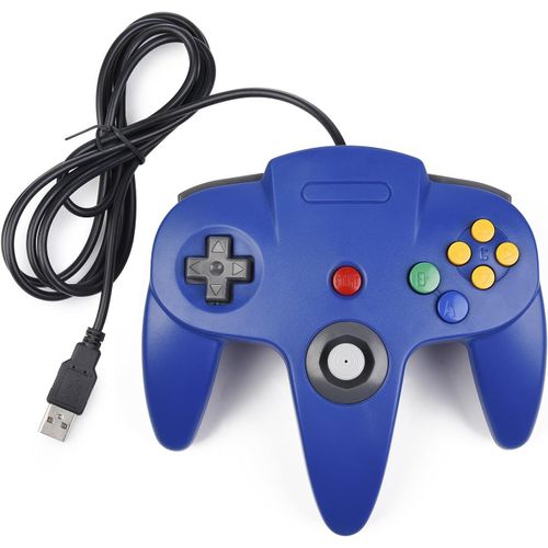 Shiliu-Manette De Jeu 64 N64 Usb Classique Gamepad Joystick Pour Windows Pc Mac (Bleu 1 X Pack)[93]