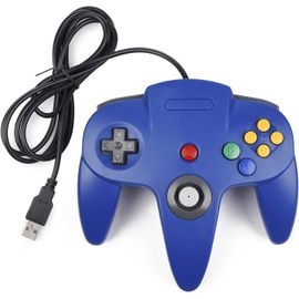 Shiliu-Manette De Jeu 64 N64 Usb Classique Gamepad Joystick Pour Windows Pc Mac (Bleu 1 X Pack)[93]