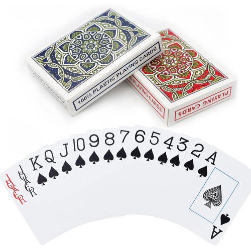 Shiliu-2 Pack Jeu De Carte Waterproof Cartes Poker Plastique Index Jumbo Jeux De Cartes Waterproof Poker Professionnelles Cartes À [