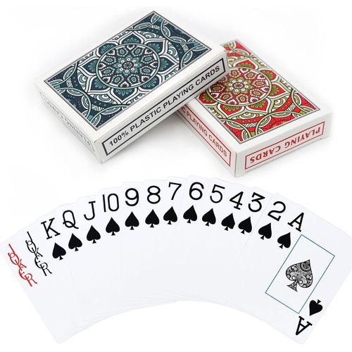 Shiliu-2 Pack Jeu De Carte Waterproof Cartes Poker Plastique Index Jumbo Jeux De Cartes Waterproof Poker Professionnelles Cartes À [